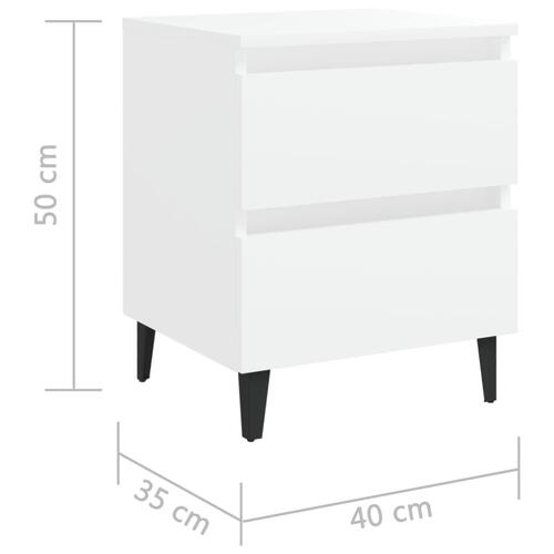 Sengebord 40x35x50 cm konstrueret træ hvid