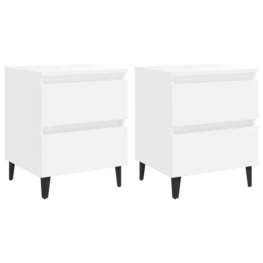 Sengeborde 2 stk. 40x35x50 cm konstrueret træ hvid