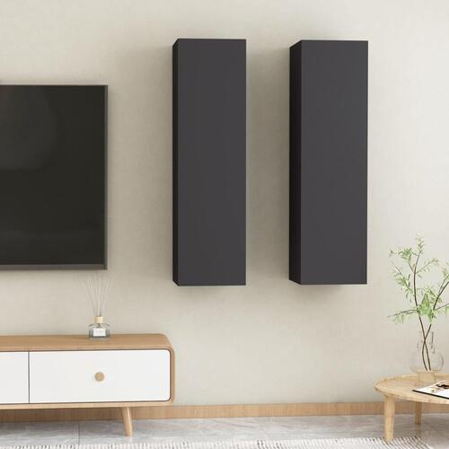 Tv-borde 2 stk. 30,5x30x110 cm konstrueret træ grå