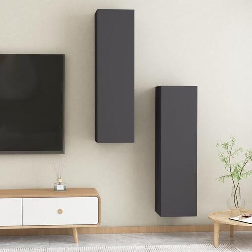 Tv-borde 2 stk. 30,5x30x110 cm konstrueret træ grå