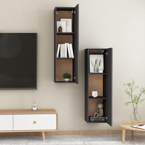Tv-borde 2 stk. 30,5x30x110 cm konstrueret træ grå