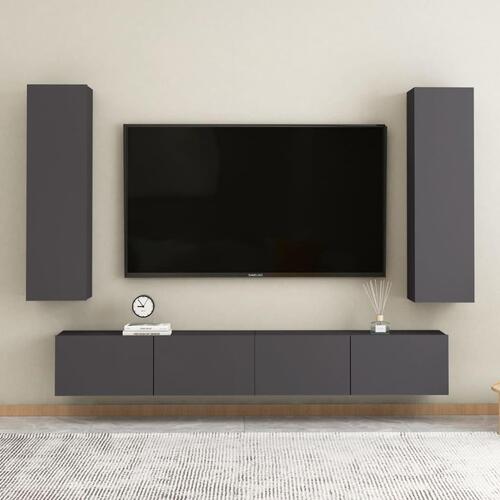 Tv-borde 2 stk. 30,5x30x110 cm konstrueret træ grå