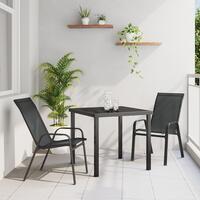 3 Piece Garden Dining Set Sort Textilene og Stål
