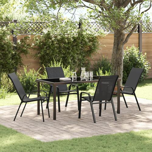 5 Delers Have Dining Set Sort Textilene og Stål