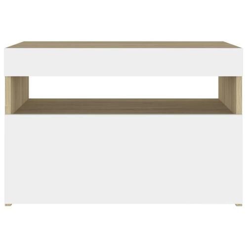 Tv-borde med LED-lys 2 stk. 60x35x40 cm hvid og sonoma-eg