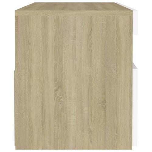 Tv-borde med LED-lys 2 stk. 60x35x40 cm hvid og sonoma-eg