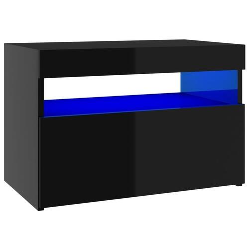 Tv-skab med LED-lys 60x35x40 cm sort højglans