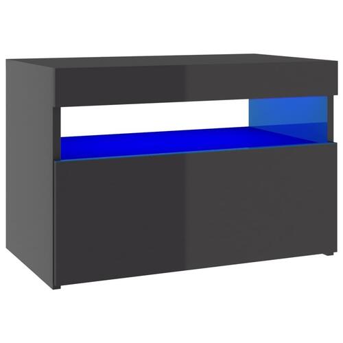 Tv-borde med LED-lys 2 stk. 60x35x40 cm grå højglans