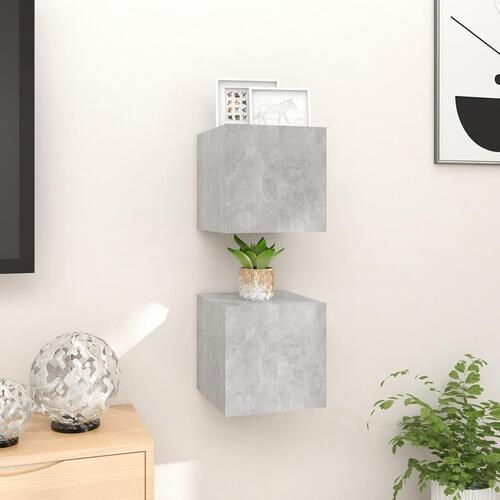Væghængte tv-skabe 2 stk. 30,5x30x30 cm betongrå