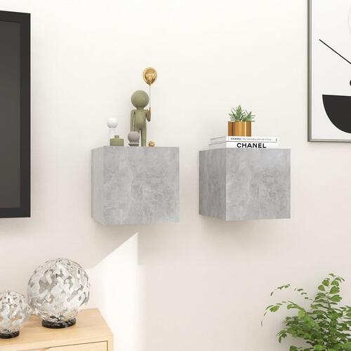 Væghængte tv-skabe 2 stk. 30,5x30x30 cm betongrå