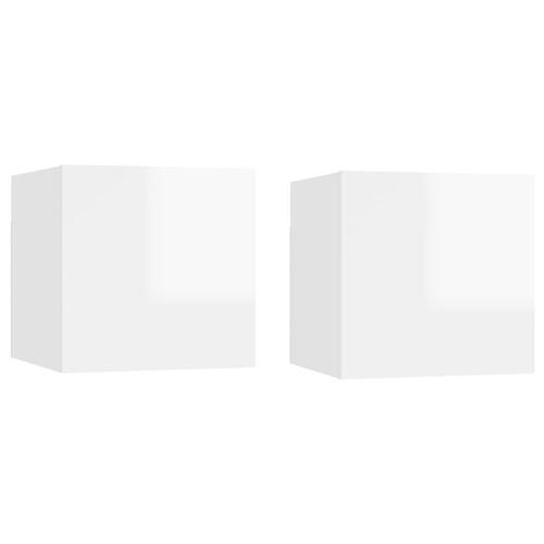 Væghængte tv-skabe 2 stk. 30,5x30x30 cm hvid højglans