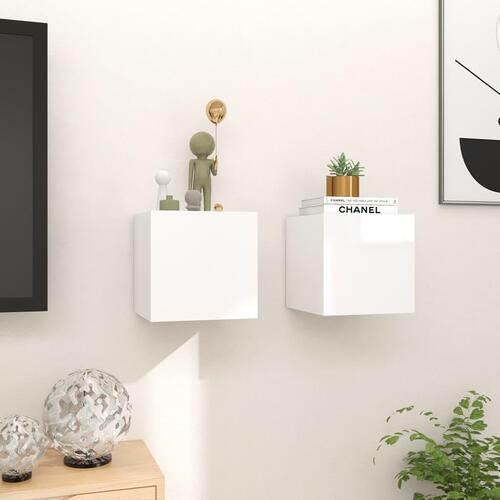 Væghængte tv-skabe 2 stk. 30,5x30x30 cm hvid højglans