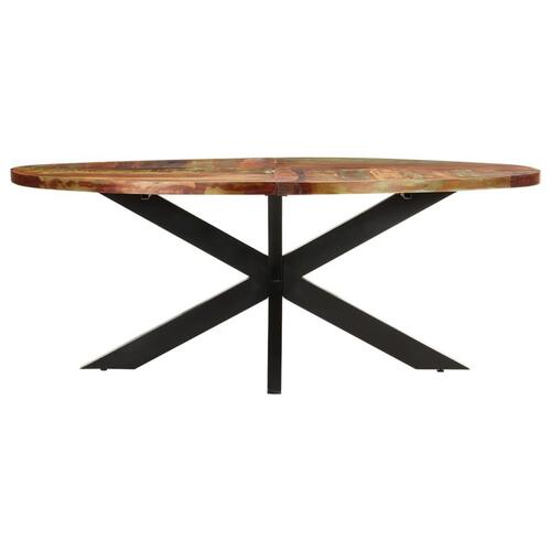 Spisebord 200x100x75 cm ovalt massivt genbrugstræ