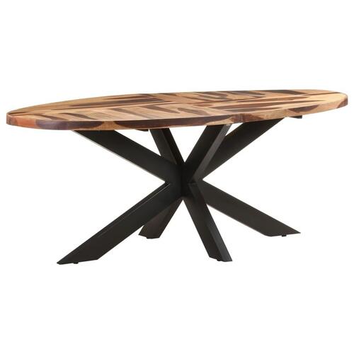 Spisebord 200x100x75 cm ovalt akacietræ med sheeshamfinish
