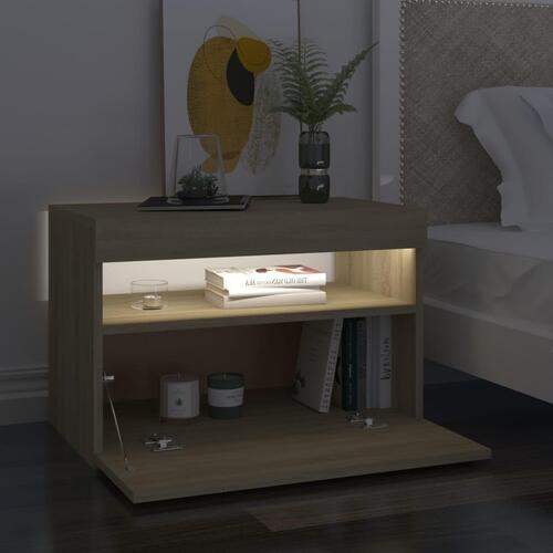 Tv-bord med LED-lys 60x35x40 cm sonoma-eg