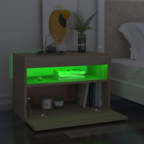 Tv-bord med LED-lys 60x35x40 cm sonoma-eg