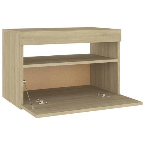 Tv-bord med LED-lys 60x35x40 cm sonoma-eg