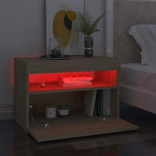 Tv-borde med LED-lys 2 stk. 60x35x40 cm sonoma-eg