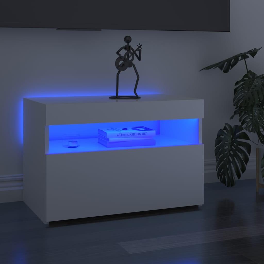 Tv-skab med LED-lys 60x35x40 cm hvid højglans