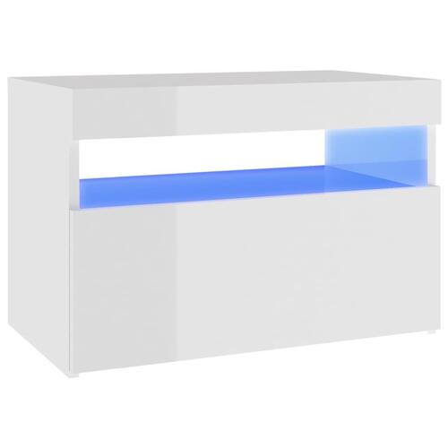 Tv-skab med LED-lys 60x35x40 cm hvid højglans