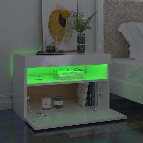 Tv-skab med LED-lys 60x35x40 cm hvid højglans