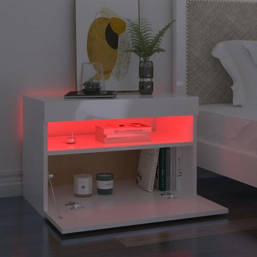 Tv-skab med LED-lys 60x35x40 cm hvid højglans