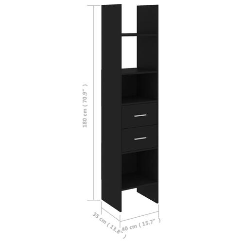 Bogreol 40x35x180 cm konstrueret træ sort