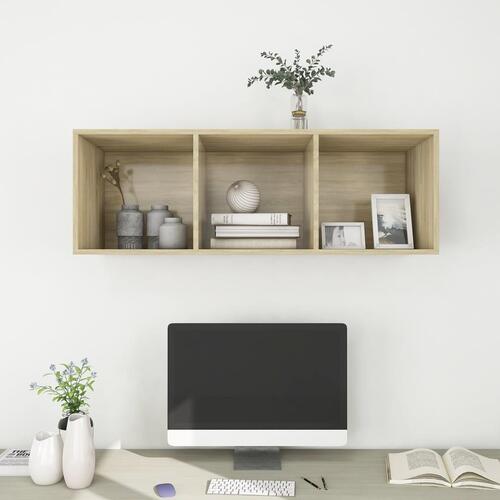 Væghængt tv-skab 37x37x107 cm konstrueret træ sonoma-eg