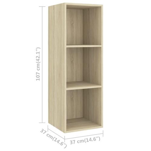 Væghængt tv-skab 37x37x107 cm konstrueret træ sonoma-eg