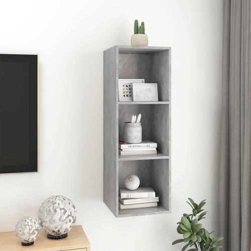 Væghængt tv-skab 37x37x107 cm konstrueret træ betongrå