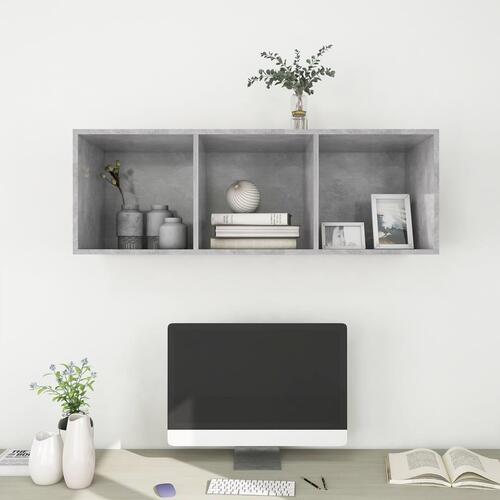 Væghængt tv-skab 37x37x107 cm konstrueret træ betongrå