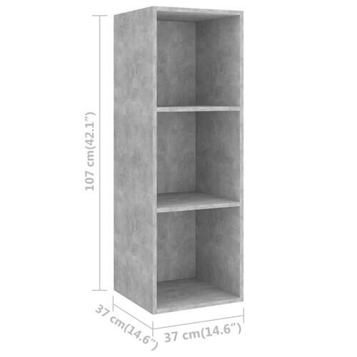 Væghængt tv-skab 37x37x107 cm konstrueret træ betongrå