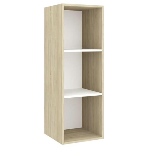 Væghængt tv-skab 37x37x107 cm konstrueret træ sonoma-eg og hvid