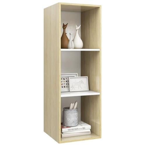Væghængt tv-skab 37x37x107 cm konstrueret træ sonoma-eg og hvid
