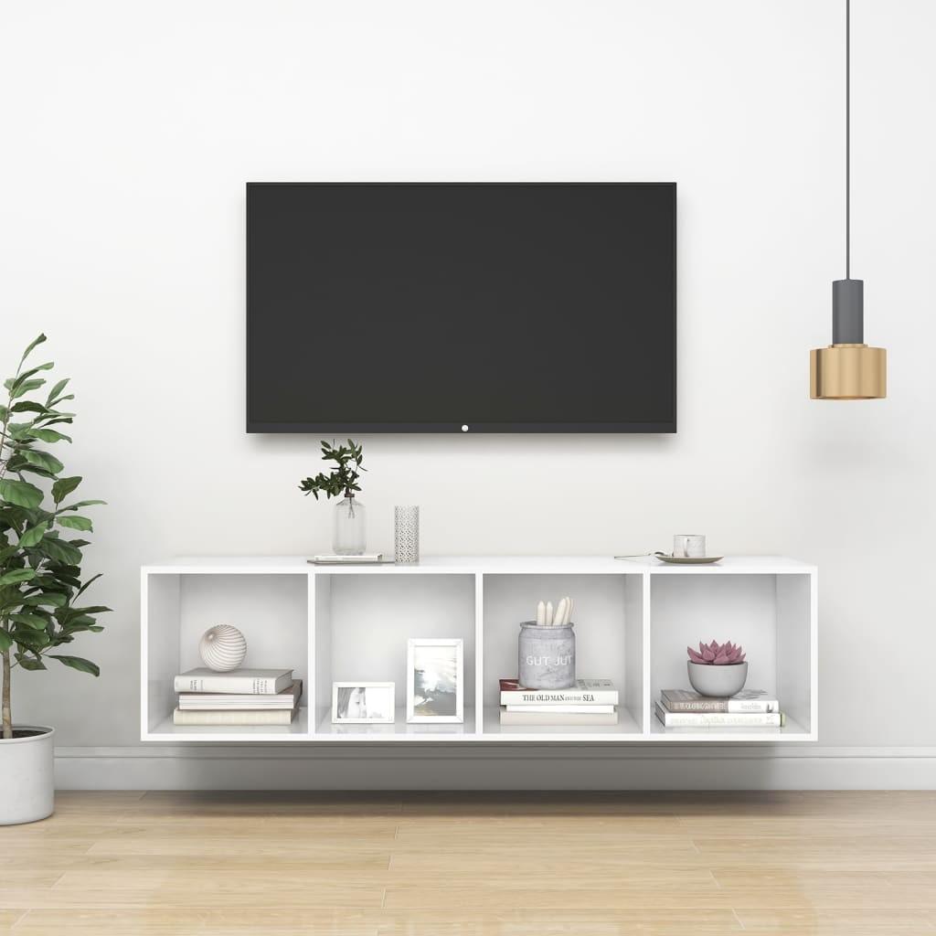 Væghængt tv-skab 37x37x142,5 cm konstrueret træ hvid