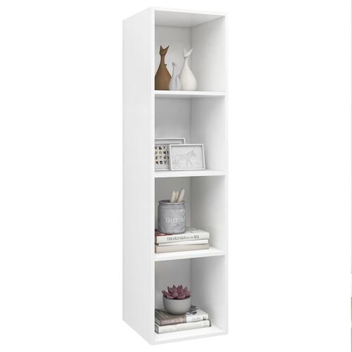 Væghængt tv-skab 37x37x142,5 cm konstrueret træ hvid