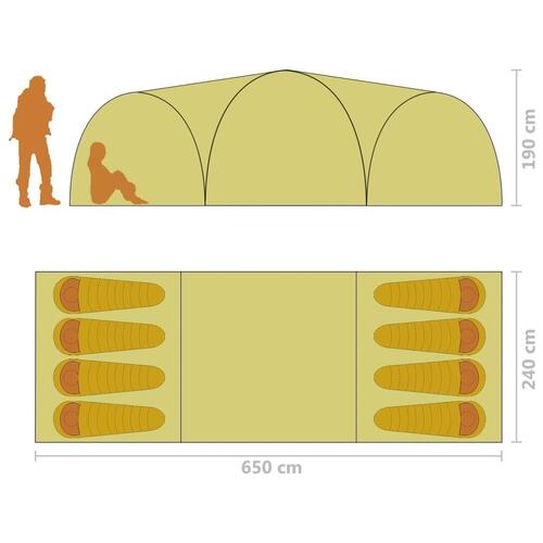 Iglotelt 650x240x190 cm 8 personer camouflagefarvet