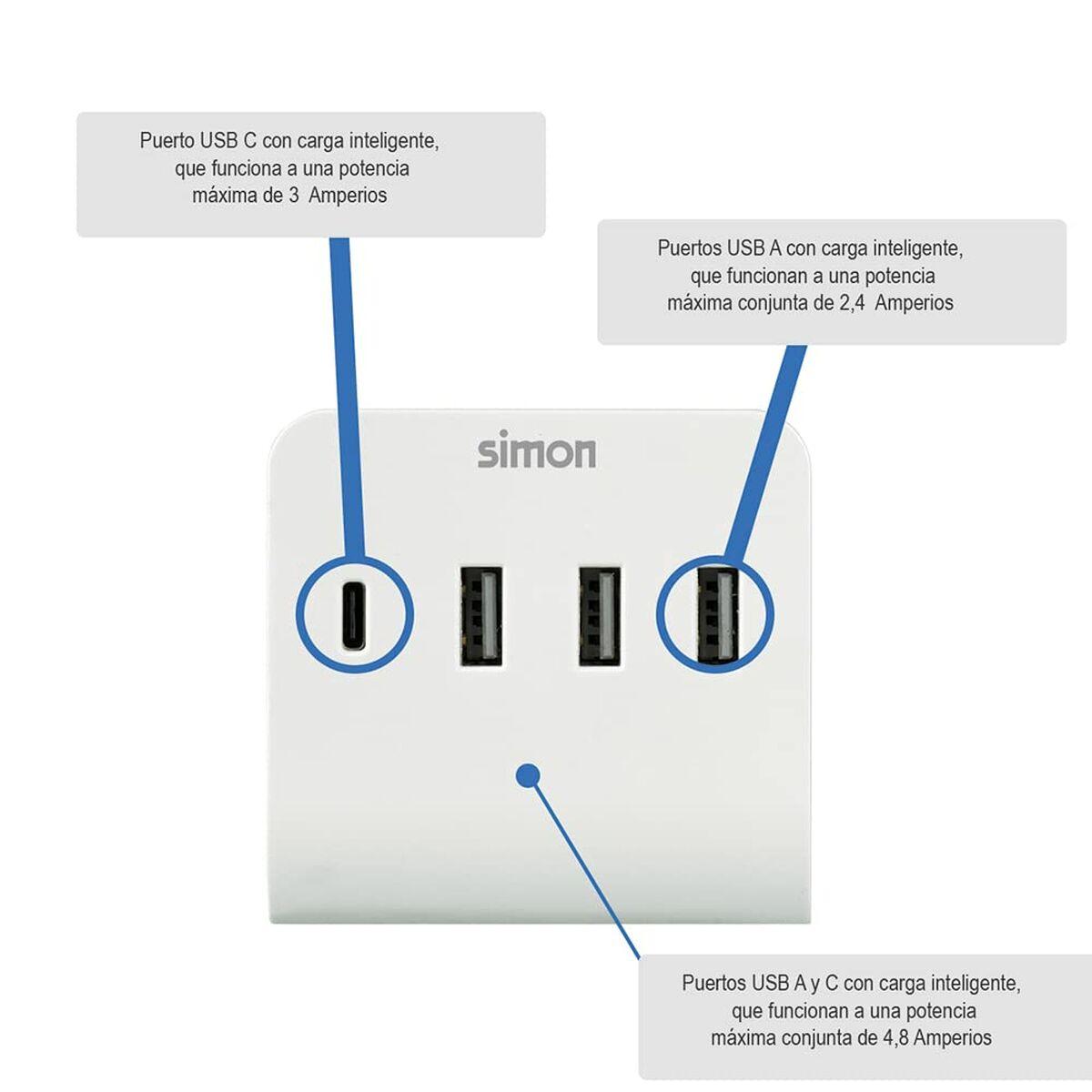 Simon Vægoplader 24W - 3x USB-A + 1x USB-C (CL610304)