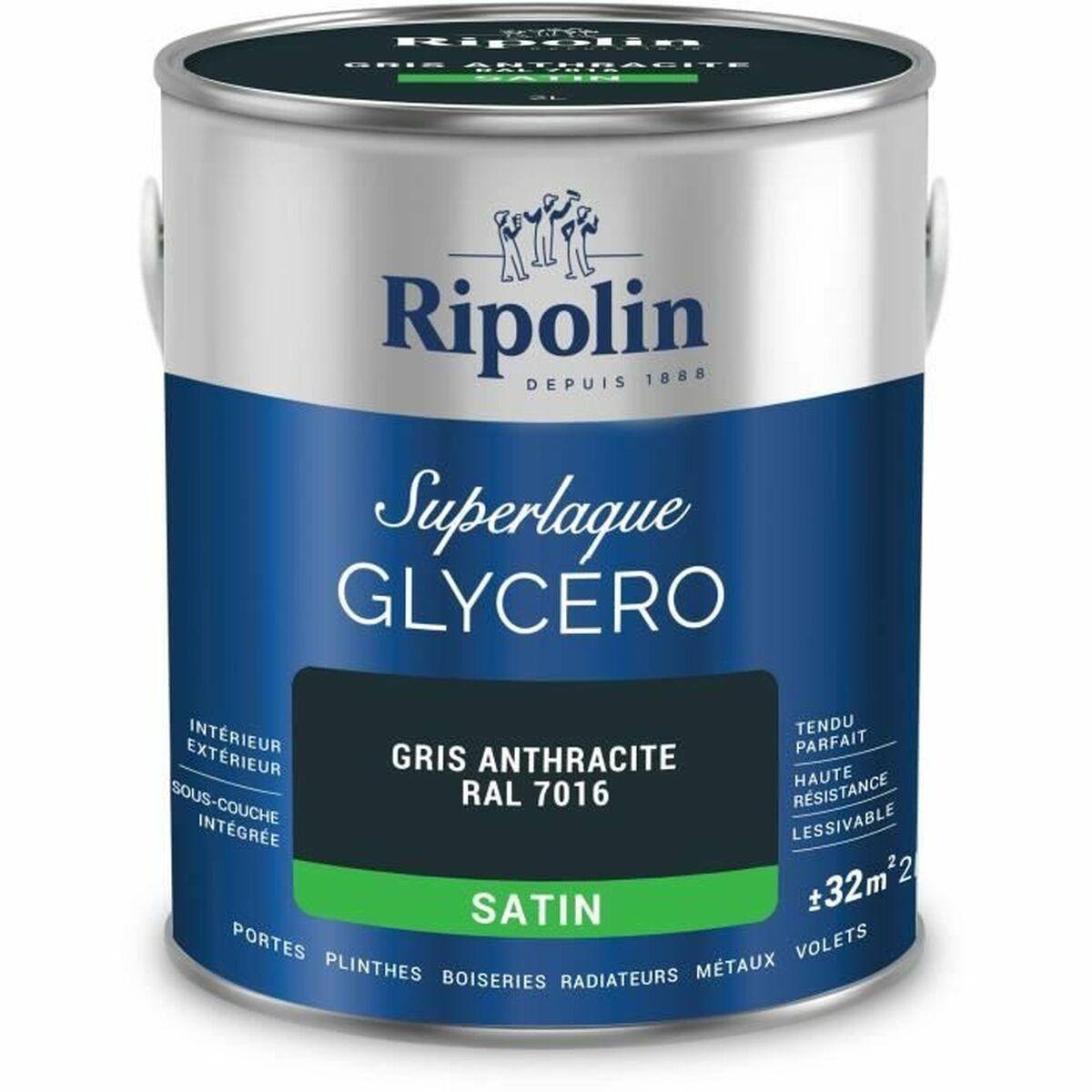 Ripolin grunderingsmaling - Superlaque Glycéro, satin, grå antracit RAL 7016