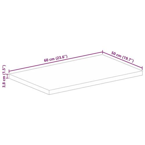 Bordplade 60x50x3,8 cm rektangulær massivt genbrugstræ