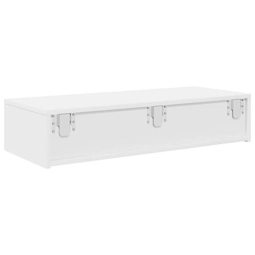 Væghylde med skuffer 80x33x17 cm konstrueret træ hvid (OUTLET C)