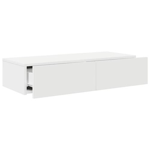 Væghylde med skuffer 80x33x17 cm konstrueret træ hvid (OUTLET C)
