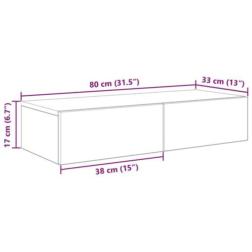 Væghylde med skuffer 80x33x17 cm konstrueret træ hvid (OUTLET C)