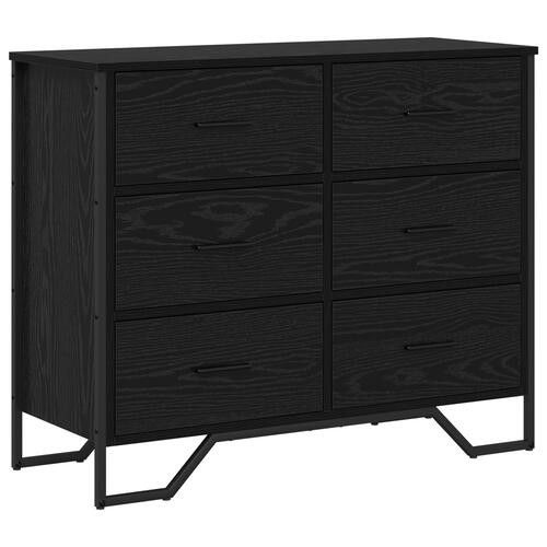 Kommode Sort Egetræ 91x35.5x74.5 cm Konstrueret Træ
