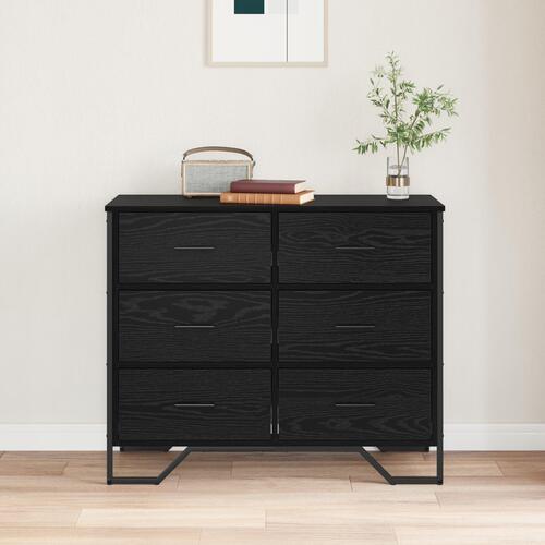 Kommode Sort Egetræ 91x35.5x74.5 cm Konstrueret Træ