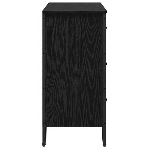 Kommode Sort Egetræ 91x35.5x74.5 cm Konstrueret Træ