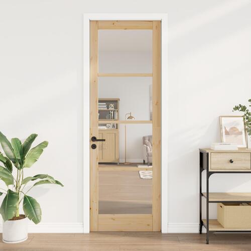 Indvendig Dør med Glas "ORKDAL" 78x232x4 cm Massiv Træ Fyr
