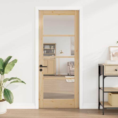 Indvendig Dør med Glas "ORKDAL" 83x202x4 cm Massivt Fyrretræ