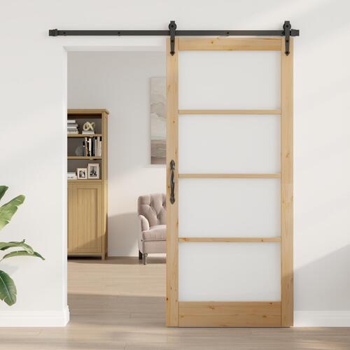 Indvendig Dør med Glas "ORKDAL" 93x211x4 cm Massivt Træ Fyr