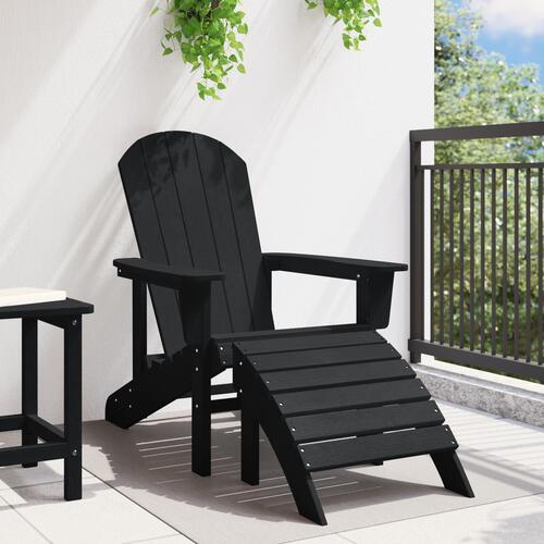 Adirondack stol med fodstøtte sort HDPE